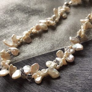 VENUS | Necklace  - Natural Pearl and Swarovski Crystal  - Elegant Baroque Pearl, statement necklace, bridal jewellery, wedding necklace