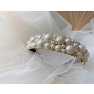 CARRUSEL / Diadema de cristal de perla vintage, Tiara de boda, Tiara nupcial, Accesorio para el cabello nupcial, Corona nupcial, Boda