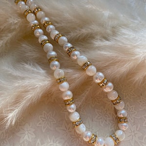 ATHENA | Necklace  - Pearl and crystal necklace - Statement Pearls, Bridal Necklace, mother or pearl, statement necklace