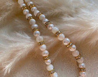 ATHENA | Necklace  - Pearl and crystal necklace - Statement Pearls, Bridal Necklace, mother or pearl, statement necklace