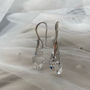 AVA | Crystal Clear Swarovski Crystal, 925 Silver Earrings - bridal jewellery, statement earrings, crystal earrings, crystal drop