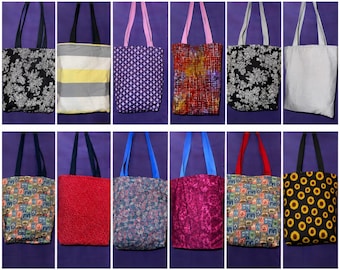 Reversible Cotton Tote Bag | Handmade Market Shoulder Bag (Choose Pattern)
