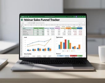 Webinar Sales Funnel Tracker Excel Template | webinar | Solopreneur Spreadsheet | Digital Download