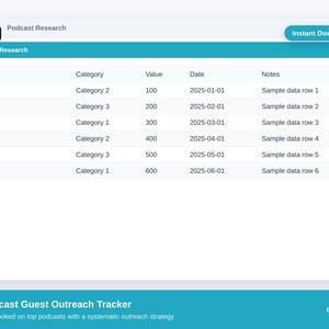 Podcast Guest Outreach Tracker Excel Template | podcast guest | Solopreneur Spreadsheet | Digital Download