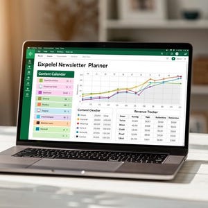 Newsletter-Launch-System Excel Vorlage | E-Mail Newsletter Planer | Abonnenten Wachstums-Tracker | Newsletter Strategie | Digitaler Download