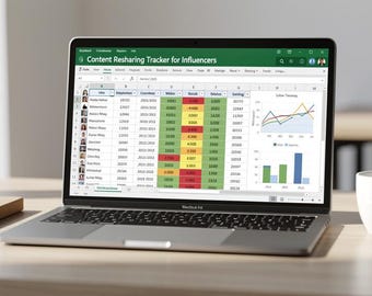 Content Resharing Tracker for Influencers Excel Template | reshare | Creator Spreadsheet | Digital Download