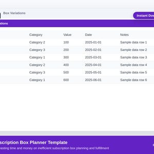 Subscription Box Planner Template Excel Template | subbox | Solopreneur Spreadsheet | Digital Download