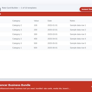 Influencer Business Bundle | 13 Templates | Rate Card, Media Kit, Brand Deal & Sponsorship Tracker | Digital Download image 1