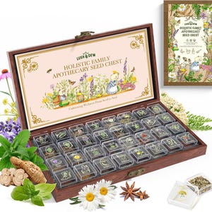 Holistic Apothecary Seed Chest, 32 Heirloom Medicinal Culinary Herb Seeds