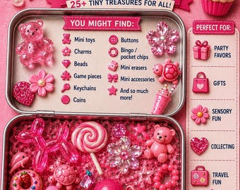 Pink Trinket Tin ~ 25+ Sweet Mini Treasures