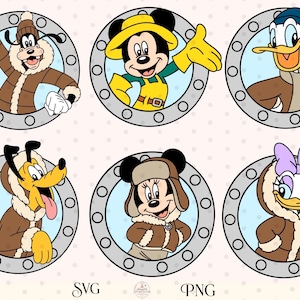 Alaska Mouse Cruise Porthole Heads Bundle Layered SVG PNG | Cruise Friends PNG | Alaska Cruise Door png | Digital Download