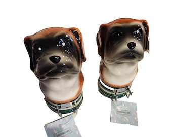 Boxer Dogs Contained Art Ceramic Storage Container - set of 2