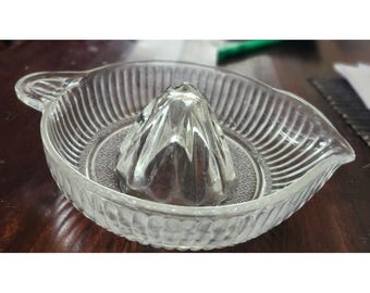 Exprimidor de cítricos de vidrio vintage – Herramienta de cocina transparente acanalada de 15 cm