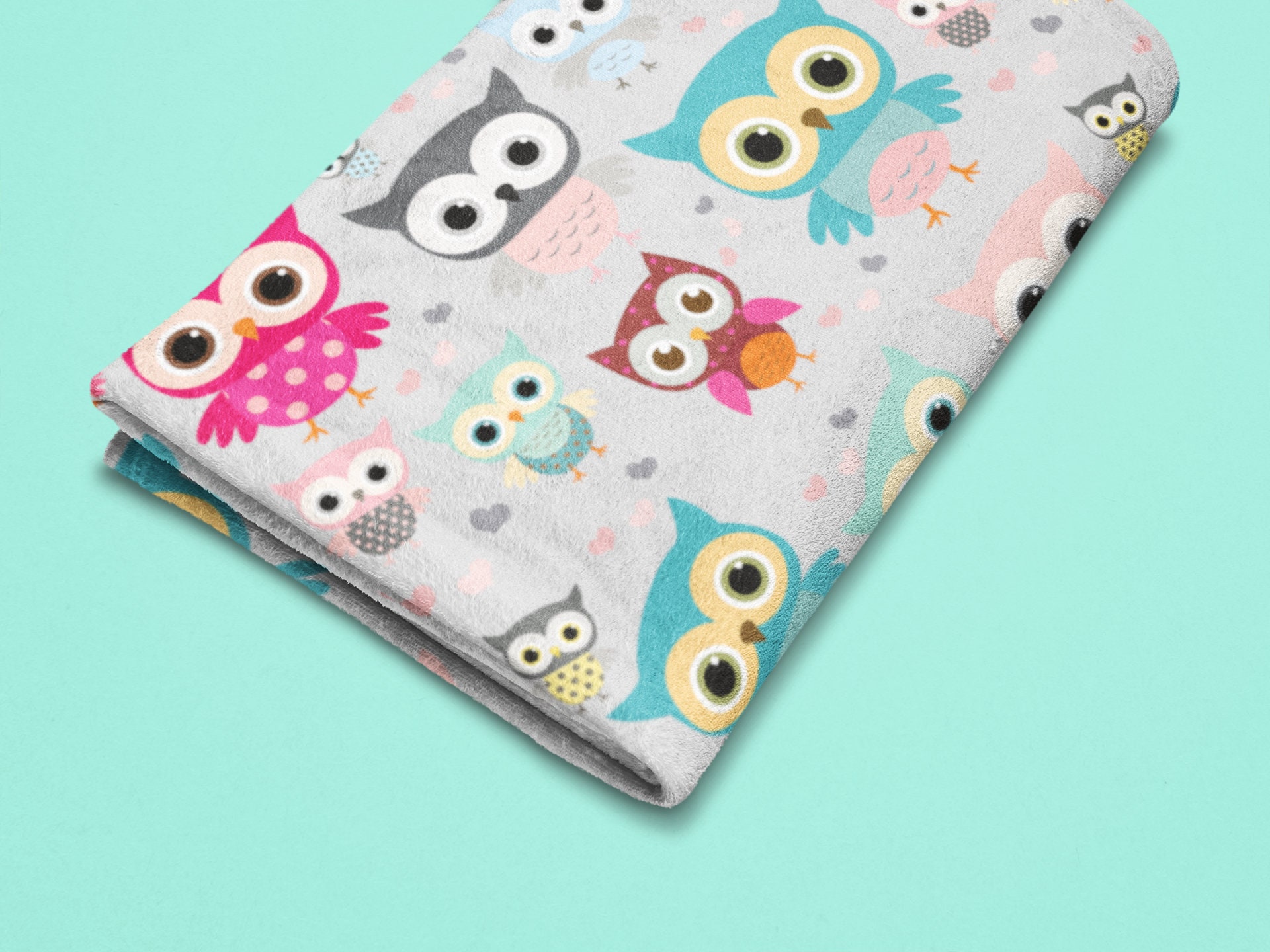 Owl Throw Blanket Gray With Cute Coloful Owls Home Decor Etsy