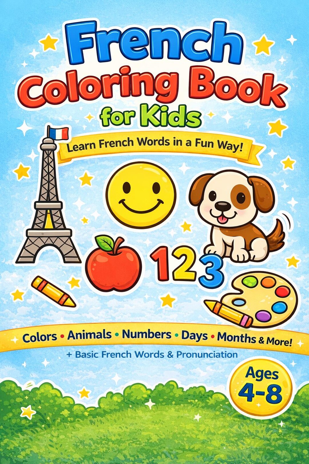 French Coloring Book for Kids: Learn French Words in a Fun Way - Etsy