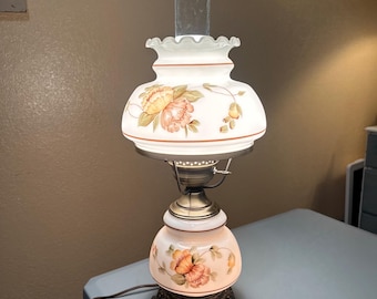 Hurricane Parlor Lamp 3-Way 21.5” Gone with the Wind Style Hand Painted