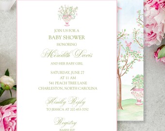 Watercolor Garden Baby Shower Invitation | Printable | Custom 5x7 | Digital Download | Girl Baby Shower