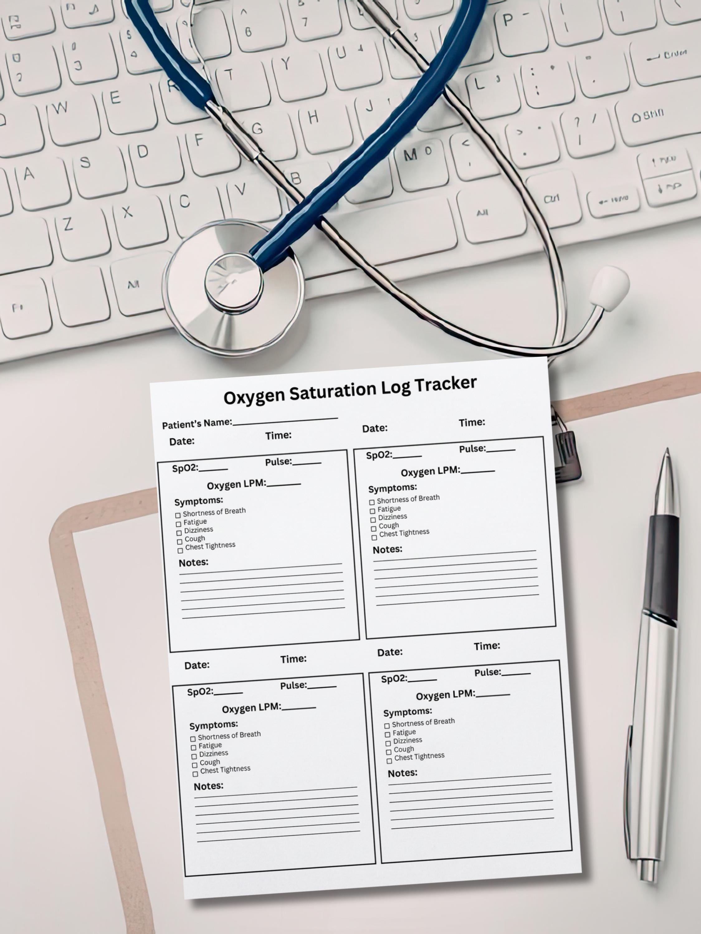 Spo2 Log Template Oxygen Saturation Log Tracker Printable | Spo2 Tracker PDF | Oxygen ...