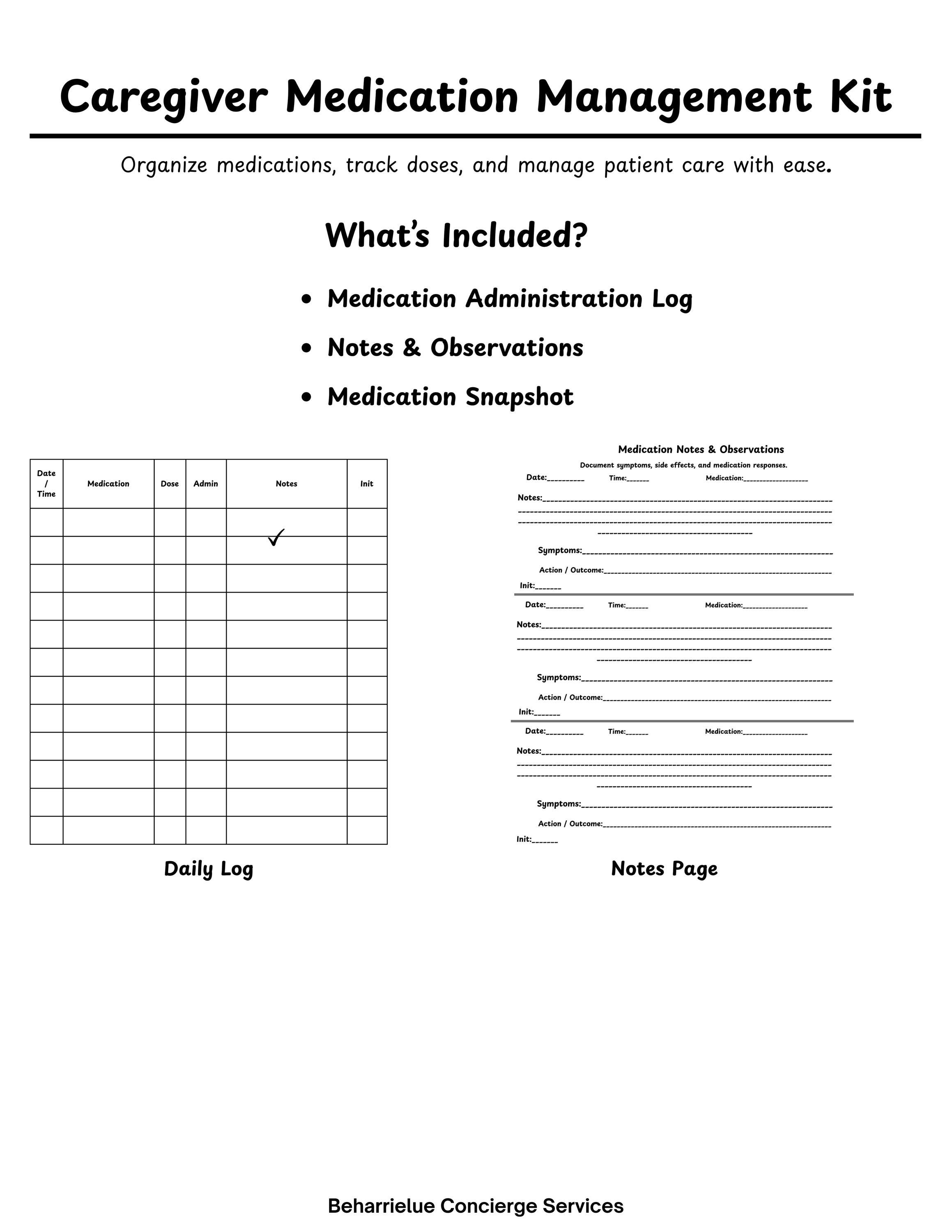 Medication Tracker Printable | Caregiver Log PDF, Daily Medication ...