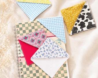 Fabric Corner Bookmarks: 100% Cotton Page Holders (4.25" x 4.25")