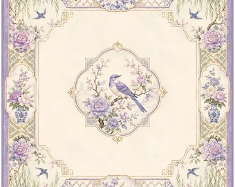 Lavender Songbird Chinoiserie Mahjong Mat
