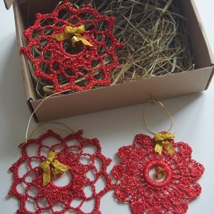 Handmade crochet bauble Christmas bauble Christmas balls; Christmas tree decoration; red Christmas; decorative packaging; ready to ship