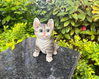 ヴィンテージ猫の置物 カントリーアーティスト シャム猫 7インチ 樹脂