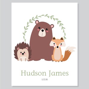 Name Nursery Art, Woodland Creatures Nursery Art, Baby Name art, Baby boy nursery art, Baby girl nursery art
