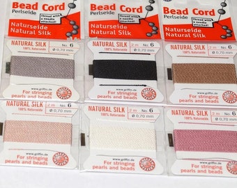 Silk Thread, Griffin Bead Cord with Needle, Size 6 (0.70mm) - 1 Card