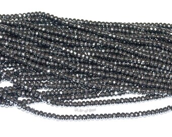 Hematite 3mm Rondelle Faceted Gemstone Beads - 15.5" Strand