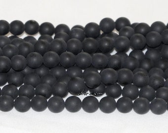 Black Onyx Matte Finish 4mm, 6mm, 8mm, 10mm, 12mm Round Gemstone Bead