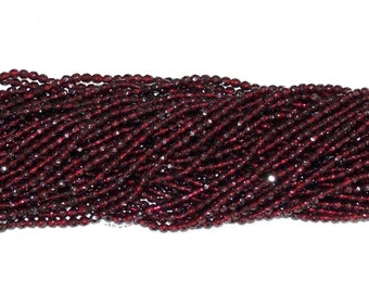 Garnet 4mm Round Faceted Gemstone Beads AA - 15.5" Strand