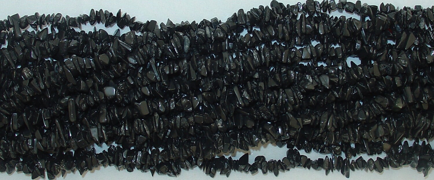 Black Gemstone Bead Chip - 34" Strand