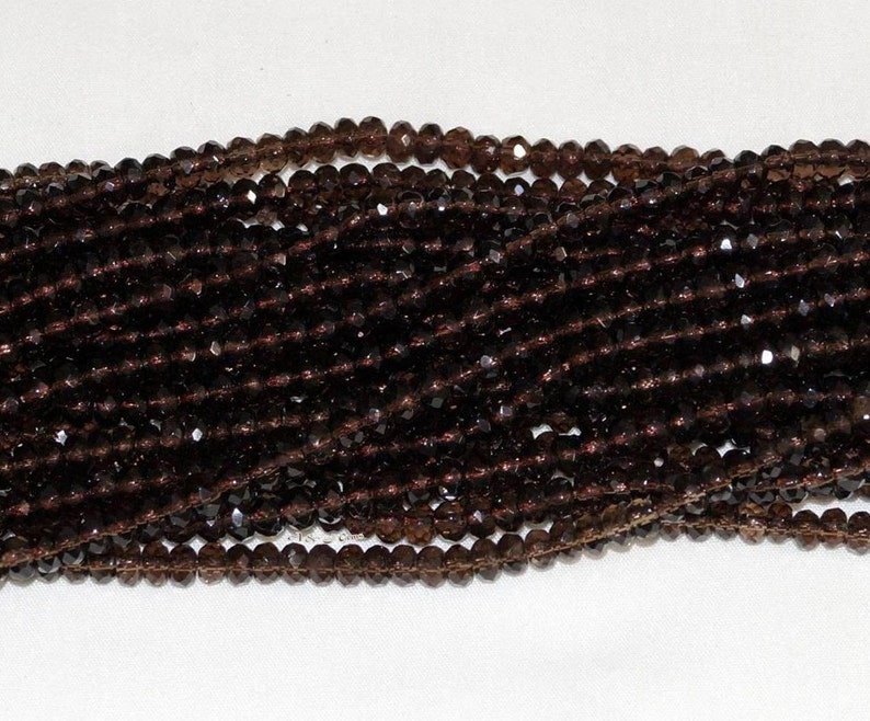 15.75 Strand Smoky Quartz 6mm Rondelle Faceted Gemstone Beads AAA