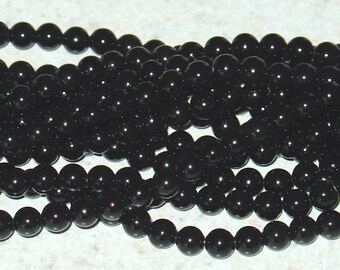 Black Onyx 5.5mm Round Gemstone Bead - 15.75" Strand