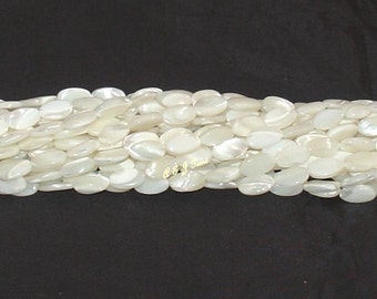 Mother of Pearl 10x14mm Oval, Flat Oval Beads - 15.75" Strand