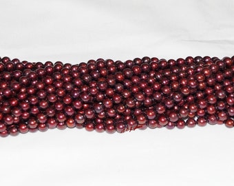 Freshwater Pearl 8mm Round Burgundy - 15.75" Strand