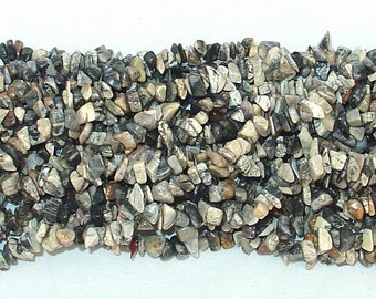 Silver Leaf Jasper Chip Gemstone Bead - 33" Strand