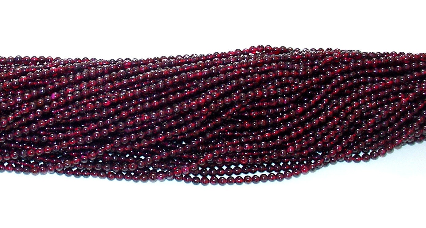 Garnet 4mm Round Gemstone Beads - 14" Strand