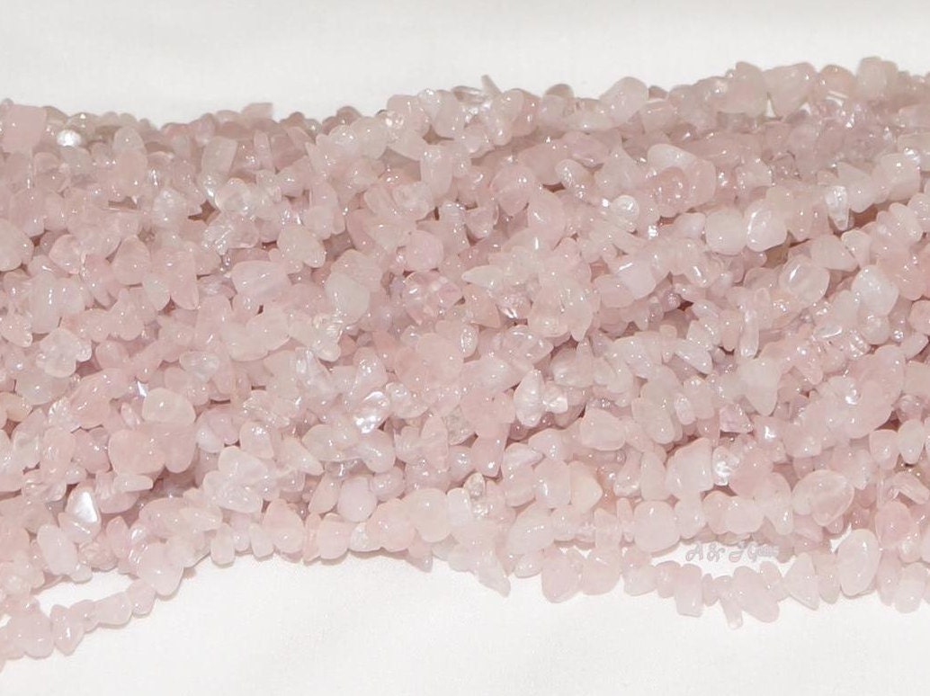 Rose Quartz Chips Gemstone Beads - 33" Strand