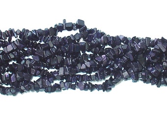 Blue Goldstone Chip Gemstone Bead - 33" Strand