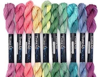 ThreadworX Rainbow Sunrise Collection - 10 Colors Variegated Embroidery Floss Bundle
