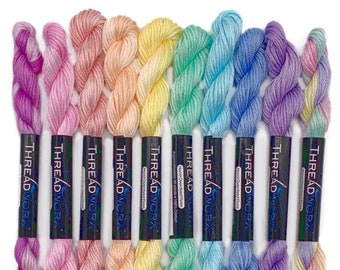 ThreadworX Rainbow Pastel Collection - 10 Colors Variegated Embroidery Floss Bundle