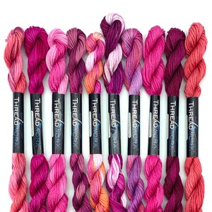 ThreadworX Bright Pink Collection - 10 Colors Variegated Embroidery Floss Bundle
