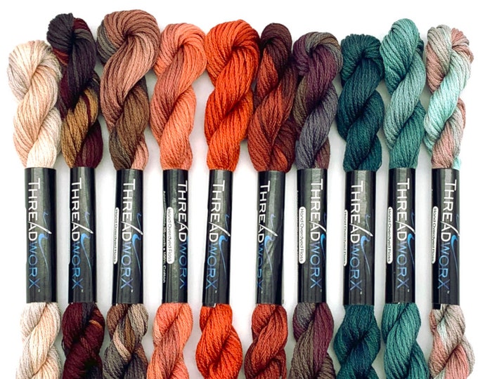 Threadworx Fall Lake Collection 10 Colors Variegated Embroidery Floss ...