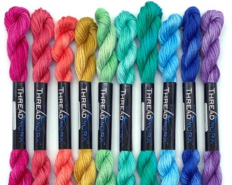 ThreadworX Rainbow Garden Collection - 10 Colors Variegated Embroidery Floss Bundle