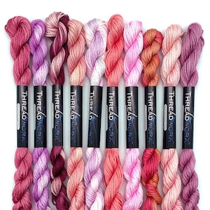 ThreadworX Spring Pink Collection - 10 Colors Variegated Embroidery Floss Bundle