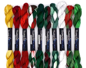 ThreadworX Christmas Collection - 10 Colors Variegated Embroidery Floss Bundle
