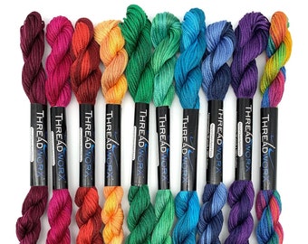 ThreadworX Rainbow Collection - 10 Colors Variegated Embroidery Floss Bundle