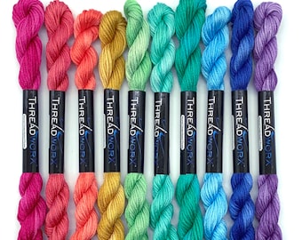 ThreadworX Rainbow Garden Collection - 10 Colors Variegated Embroidery Floss Bundle
